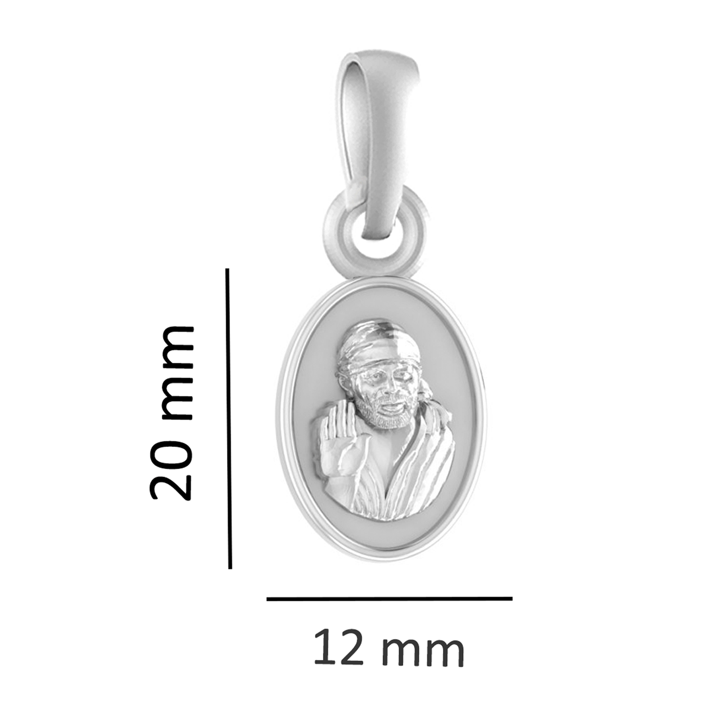 Sterling Silver (92.5% purity) God Sai baba Pendant for Men & Women Pure Silver Lord Sai baba Locket for Good Health & Wealth