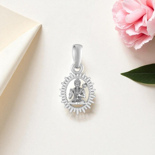 Akshat Sapphire Sterling Silver (92.5% purity) God Hanuman Pendant for Men & Women Pure Silver Lord Bajrang Bali Locket for Good Health & Wealth