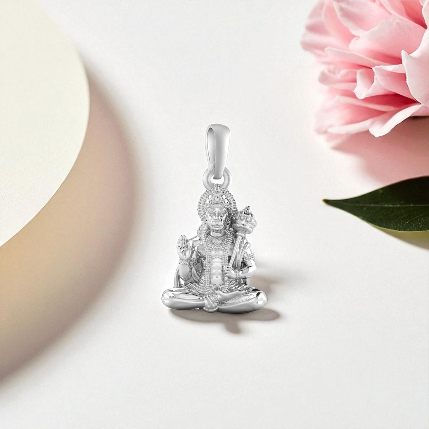 Akshat Sapphire 92.5% Pure Sterling Silver God Hanuman (Big Size) Pendant for Men and Boys