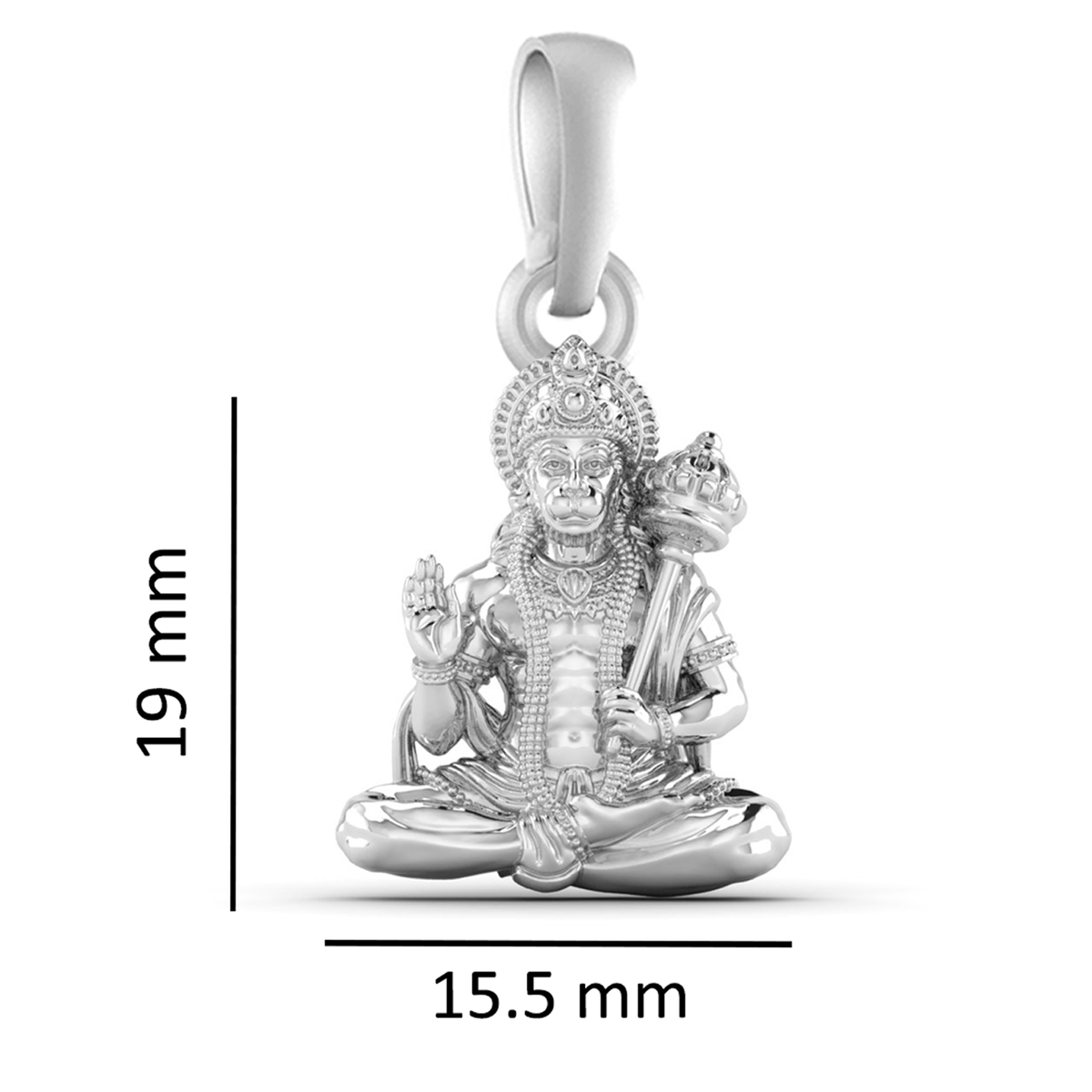 Pure Sterling Silver God Hanuman (Regular Size) Pendant for Men by Akshat Sapphire – 92.5 Silver-PM7092