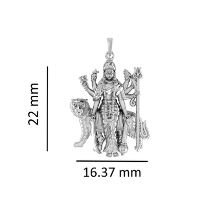 Sterling Silver (92.5% purity) Goddess Durga maa Pendant for Men & Women Pure Silver Lord Durga Maa Locket for Good Health & Wealth