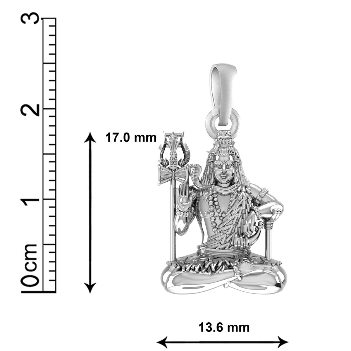 Pure Sterling Silver God Shiva (Regular Size) Pendant for Men & Women by Akshat Sapphire – 92.5 Silver-PM7107
