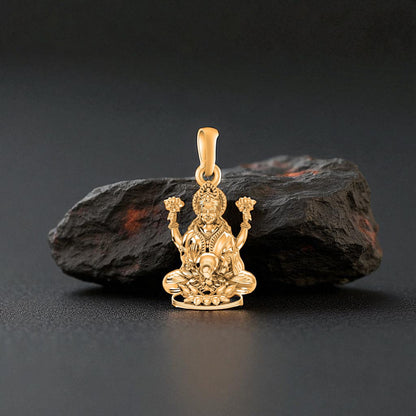 22 CT Gold Plated Silver (92.5% purity) Goddess Laxmi Ji Pendant for Men and Women