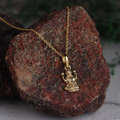 22 CT Gold Plated Silver (92.5% purity) Goddess Laxmi Ji Pendant for Men and Women