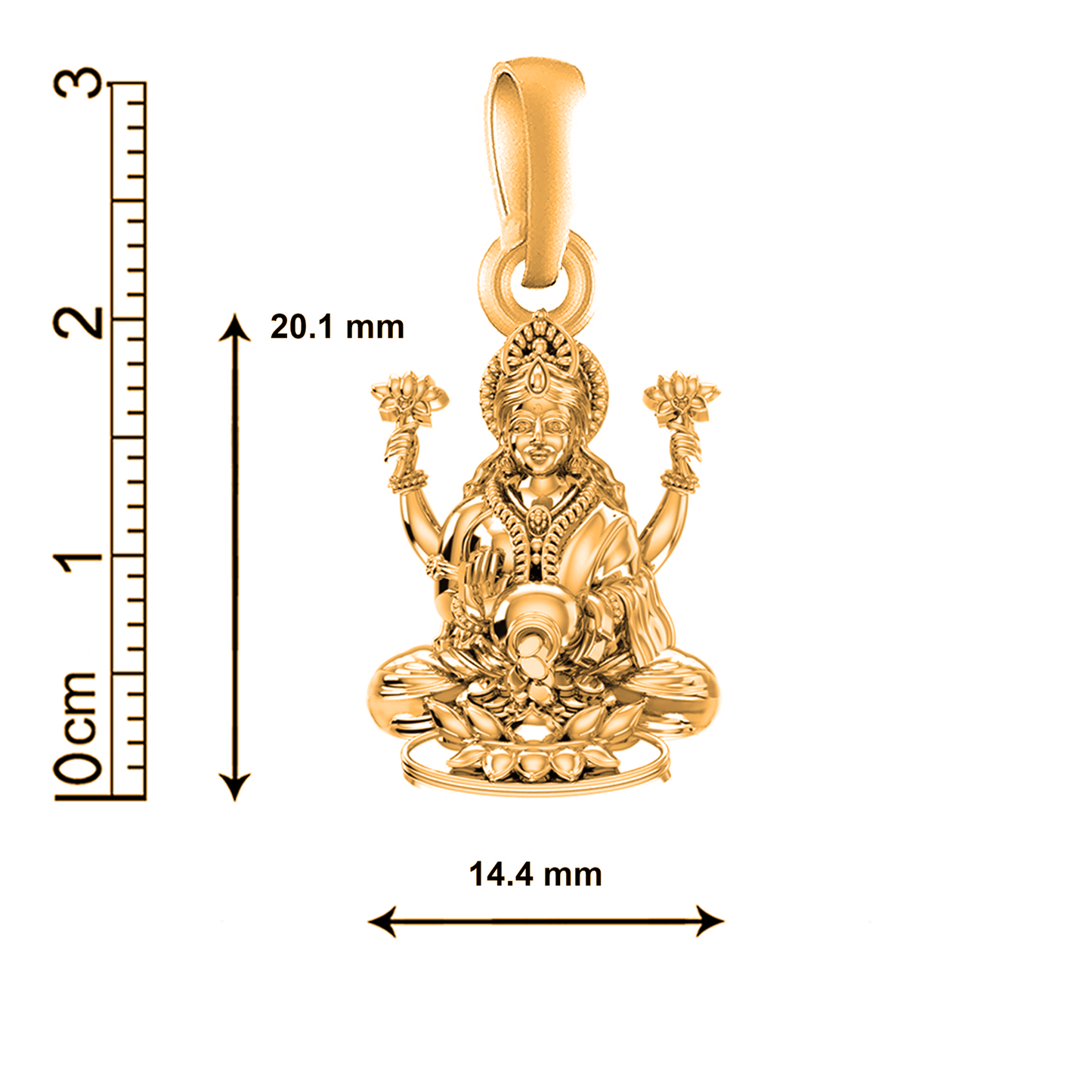 22 CT Gold Plated Silver (92.5% purity) Goddess Laxmi Ji Pendant for Men and Women