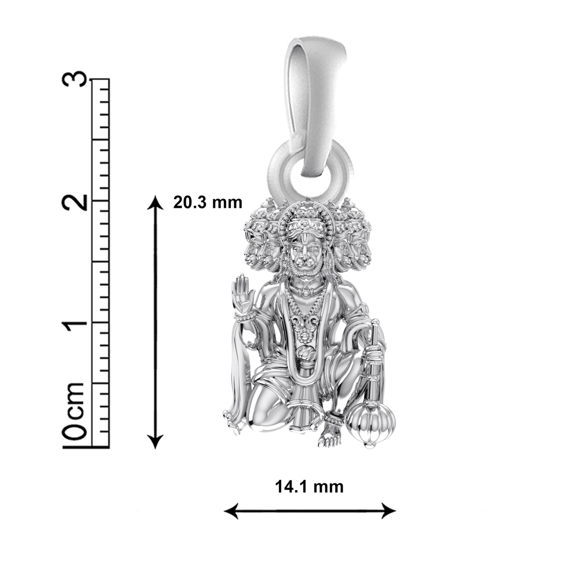 Pure Sterling Silver God Panchmukhi Hanuman (Regular Size )Pendant for Men by Akshat Sapphire 92.5 Silver-PM7115