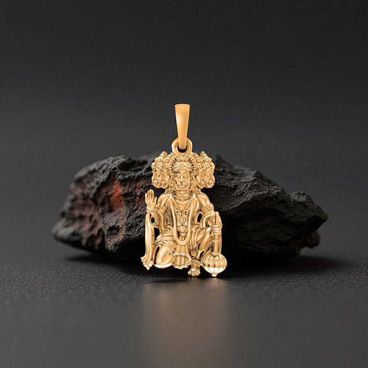 22 CT Gold Plated Silver (92.5% purity)God Panchmukhi Hanuman Pendant for Men