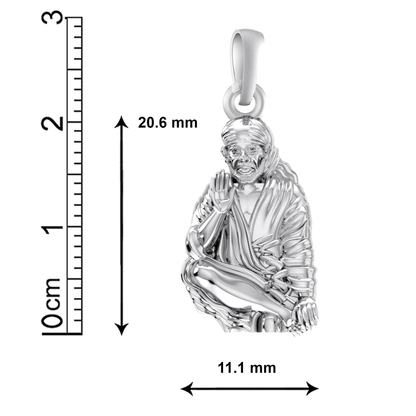 Sterling Silver (92.5% purity) God Sai baba Pendant for Men & Women Pure Silver Lord Sai baba Locket for Good Health & Wealth