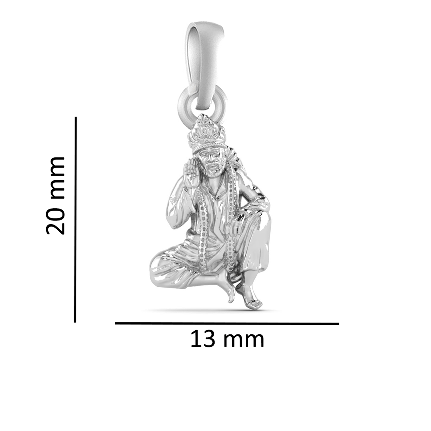 Sterling Silver (92.5% purity) God Sai baba Pendant for Men & Women Pure Silver Lord Sai baba Locket for Good Health & Wealth