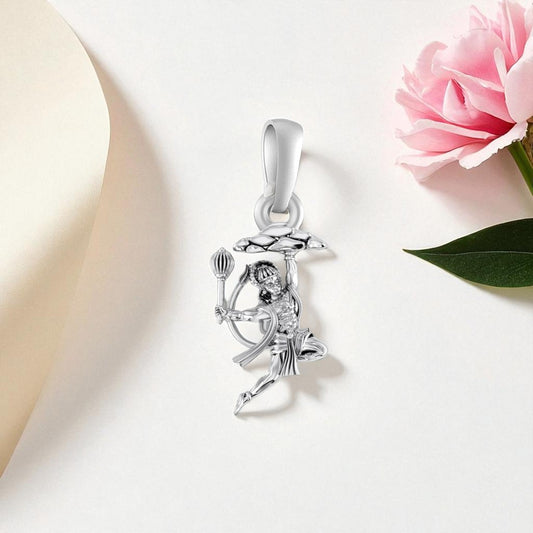 Akshat Sapphire Sterling Silver (92.5% purity) God Hanuman Pendant for Men & Women Pure Silver Lord Bajrang Bali Locket for Good Health & Wealth