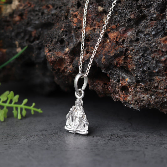 Akshat Sapphire Sterling Silver (92.5% purity) God Hanuman Pendant for Men & Women Pure Silver Lord Bajrang Bali Locket for Good Health & Wealth
