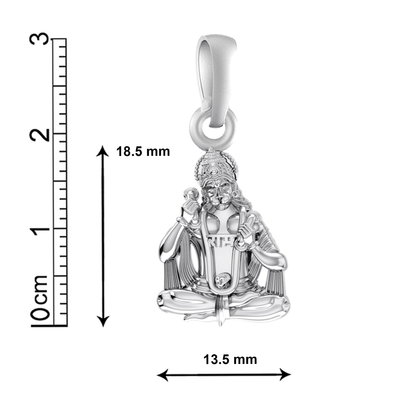 Sterling Silver (92.5% purity) God Hanuman Pendant for Men & Women Pure Silver Lord Bajrang Bali Locket for Good Health & Wealth