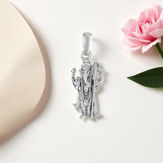 Akshat Sapphire Sterling Silver (92.5% purity) God Ganesh Pendant for Men & Women Pure Silver Lord Ganapathy Locket for Good Health & Wealth