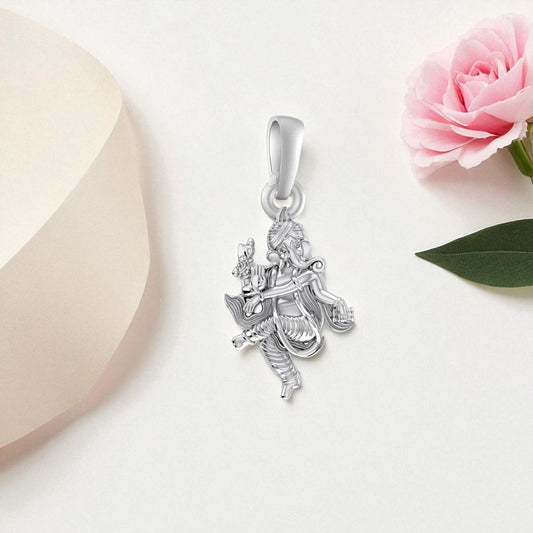 Akshat Sapphire Sterling Silver (92.5% purity) God Ganesh Pendant for Men & Women Pure Silver Lord Ganapathy Locket for Good Health & Wealth