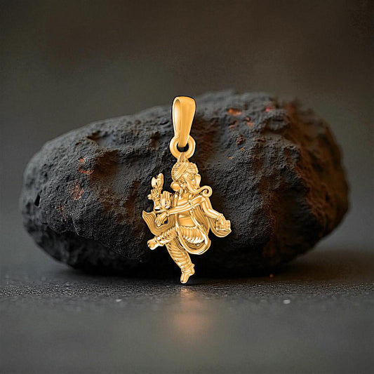 22 CT Gold Plated Silver (92.5% purity)God Ganesh Pendant for Men, Boys Girls and Women
