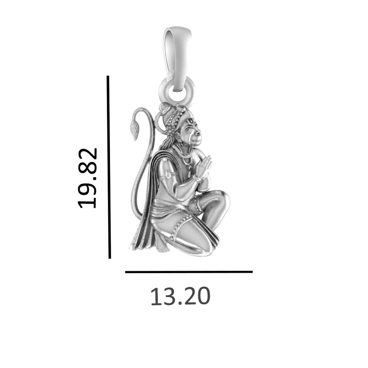 Pure Sterling Silver God Hanuman (Regular Size) Pendant for Men by Akshat Sapphire – 92.5 Silver-PM7132