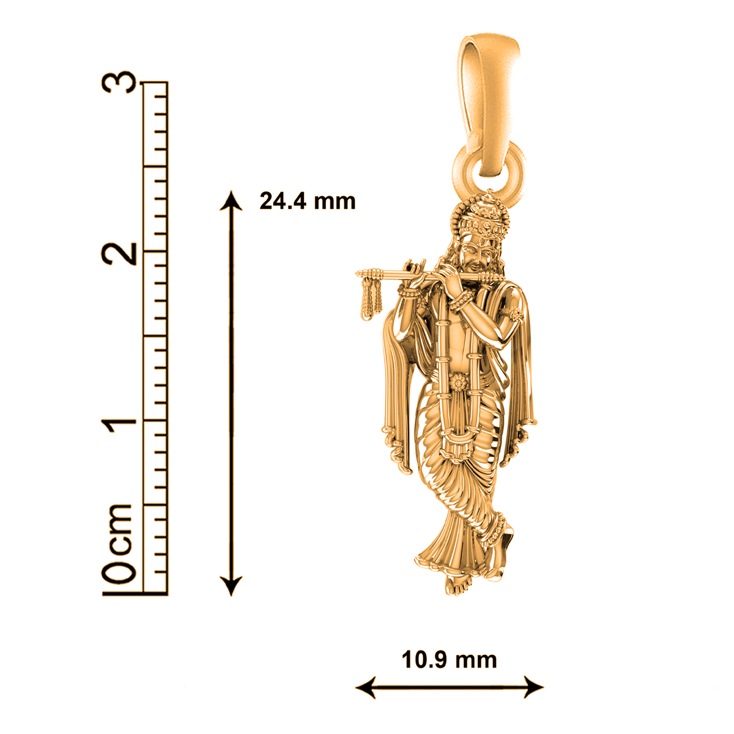 22 CT Gold Plated Silver (92.5% purity) God Krishna Pendant for Men and Women