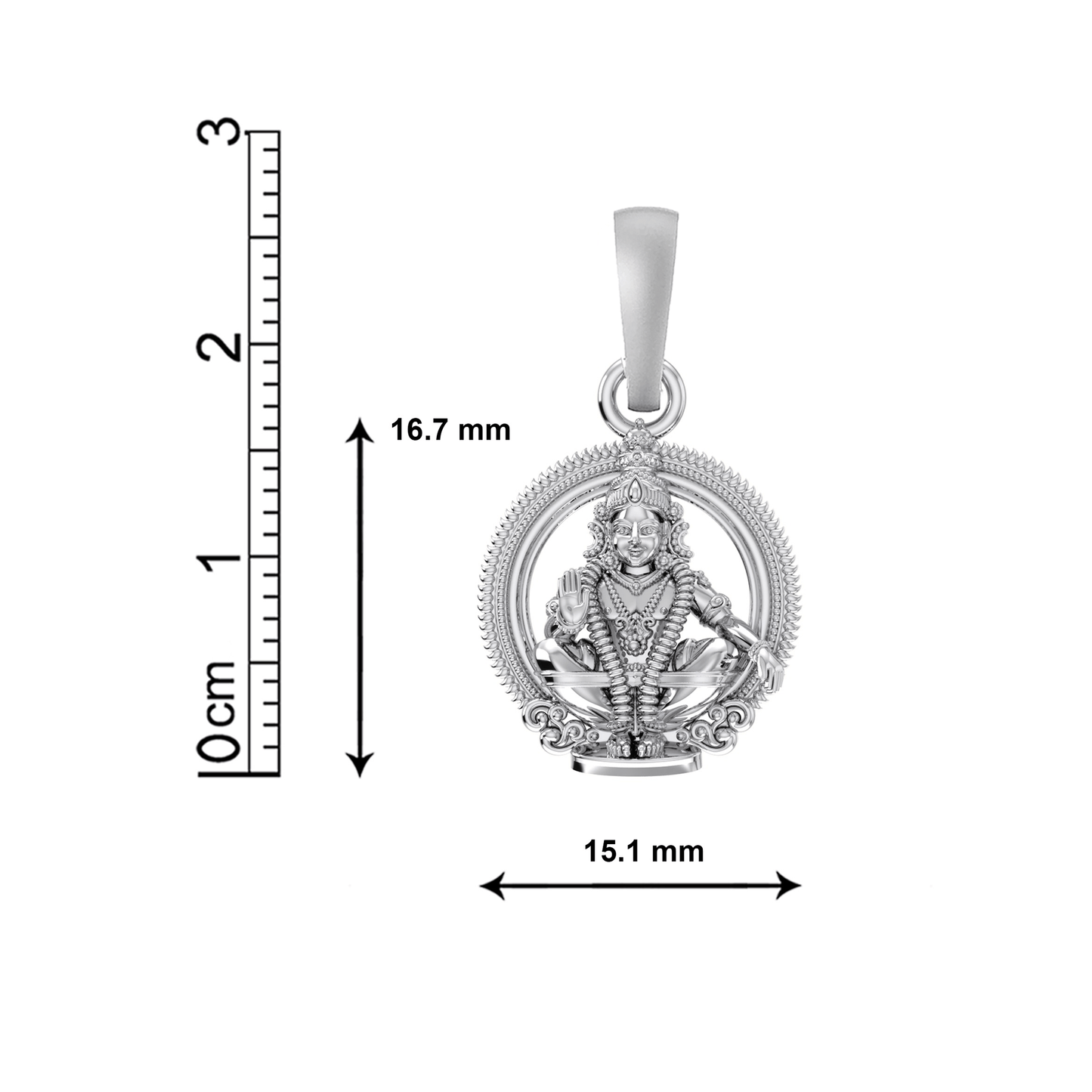 Sterling Silver (92.5% purity) God Ayyappa Pendant for Men & Women Pure Silver Lord Ayyappa Locket for Good Health & Wealth