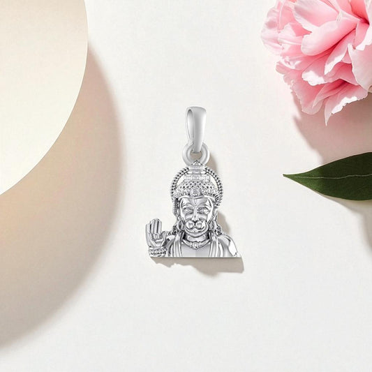 Akshat Sapphire Sterling Silver (92.5% purity) God Hanuman Pendant for Men & Women Pure Silver Lord Bajrang Bali Locket for Good Health & Wealth