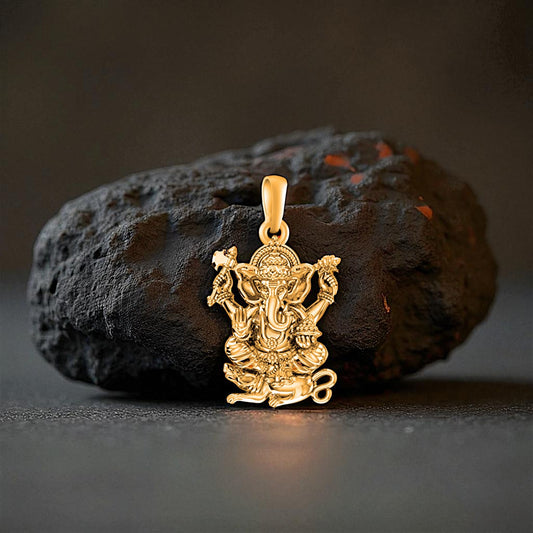22 CT Gold Plated Silver (92.5% purity) God Ganesh Pendant for Men and women