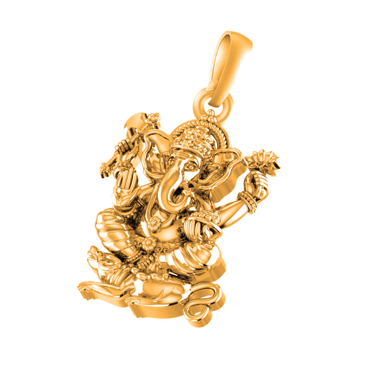 22 CT Gold Plated Silver (92.5% purity) God Ganesh Pendant for Men and women