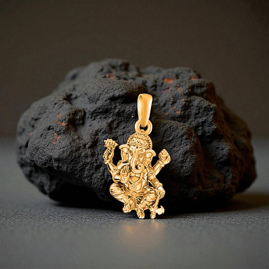 22 CT Gold Plated Silver (92.5% purity) God Ganesh Pendant for Men and women