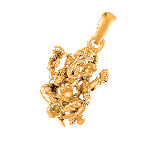 22 CT Gold Plated Silver (92.5% purity) God Ganesh Pendant for Men and women