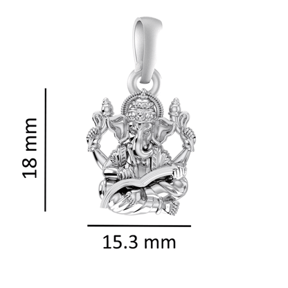 Sterling Silver (92.5% purity) God Ganesh Pendant for Men & Women Pure Silver Lord Ganapathy Locket for Good Health & Wealth