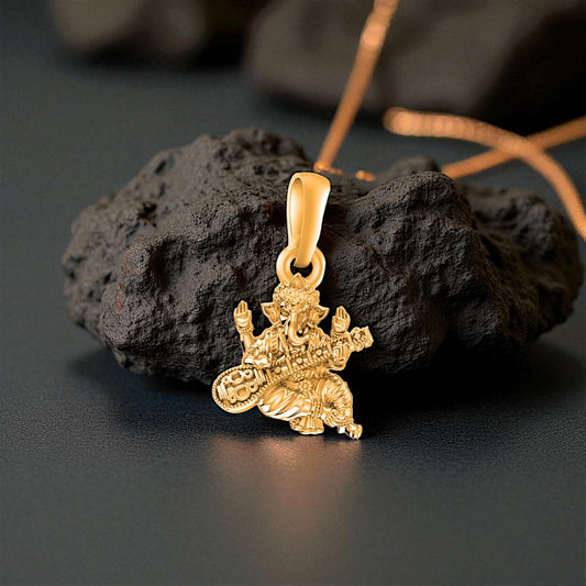 22 CT Gold Plated Silver (92.5% purity) God Ganesh Pendant for Men and women