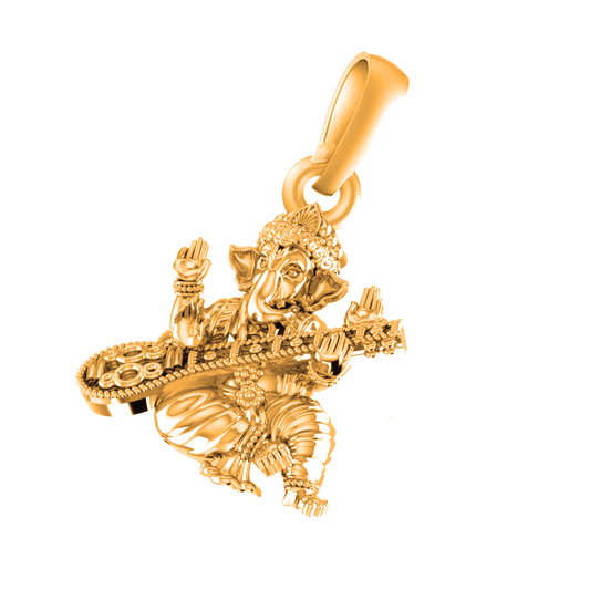 22 CT Gold Plated Silver (92.5% purity) God Ganesh Pendant for Men and women