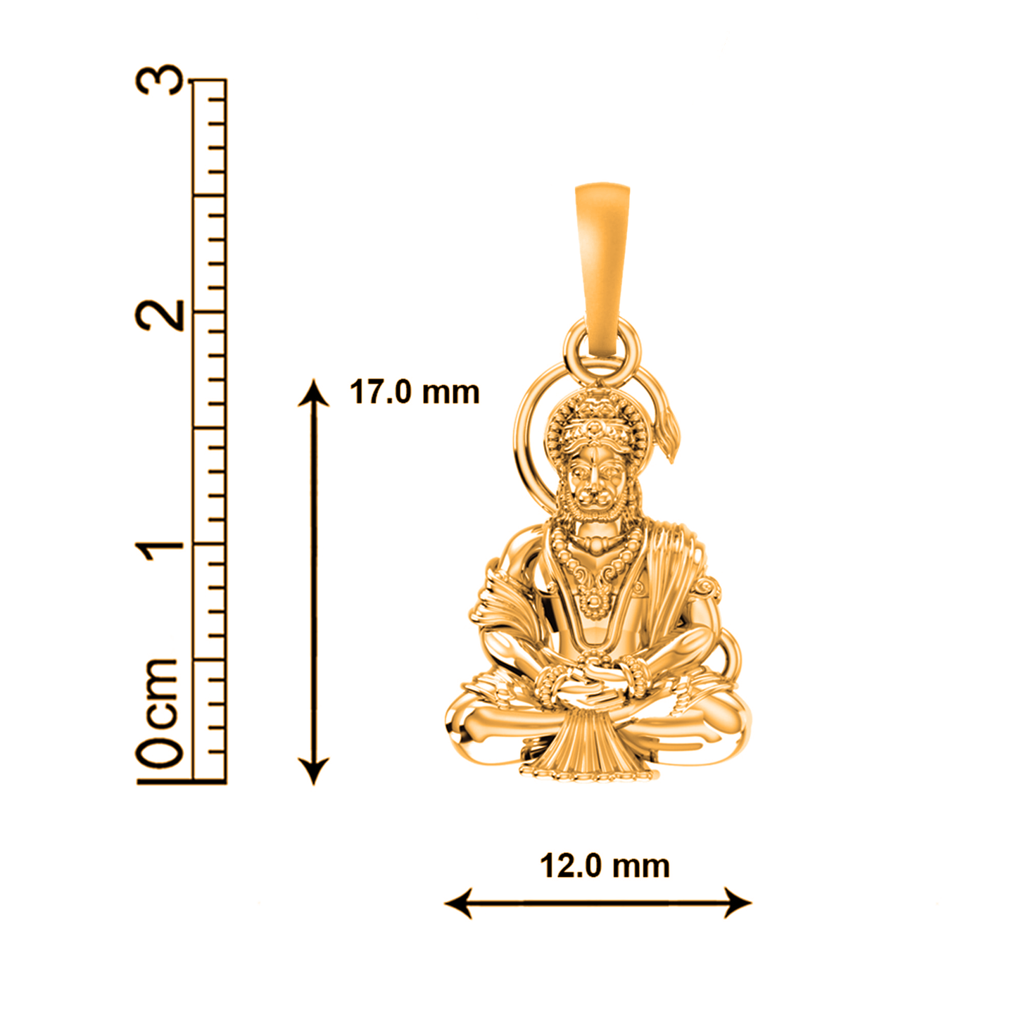 22 CT Gold Plated Silver (92.5% purity)God Hanuman Pendant for Men