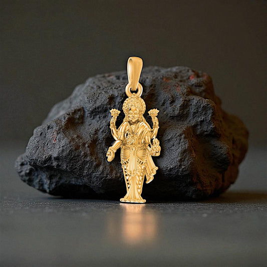 22 CT Gold Plated Silver (92.5% purity) Goddess Laxmi Ji Pendant for Men and Women