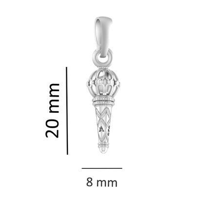 Sterling Silver (92.5% purity) God Hanuman Gada Pendant for Men & Women Pure Silver Lord Bajrang Bali Gada Locket for Good Health & Wealth