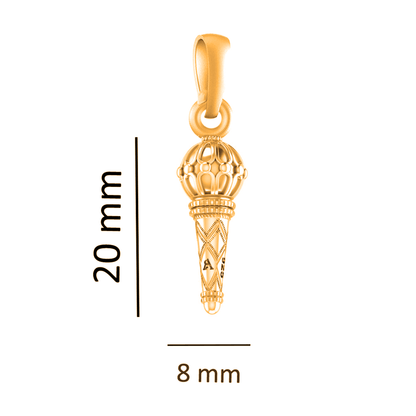 22 CT Gold Plated Silver (92.5% purity) God Hanuman/Bajrang Bali Gada Pendant by for Men