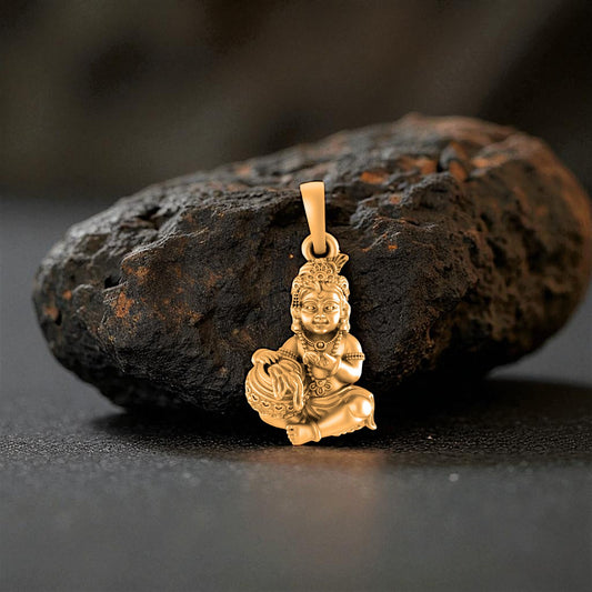 22 CT Gold Plated Silver (92.5% purity) God Kanha Laddu Gopal Pendant for Men and Women