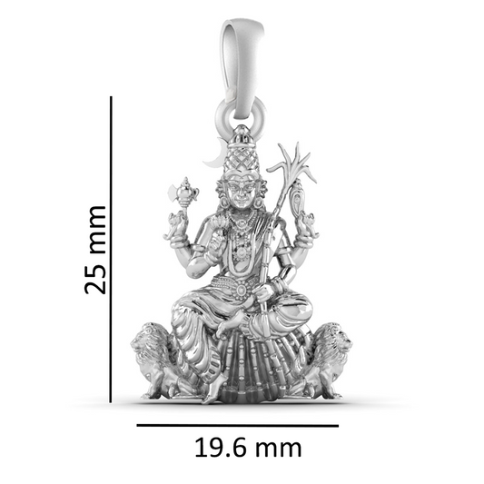 Akshat Sapphire Sterling Silver (92.5% purity) Goddess Maa Kamakshii Pendant for Men & Women Pure Silver Lord  Ma Kanchi Kamakshi Devi Locket Kanchipuram  for Good Health & Wealth