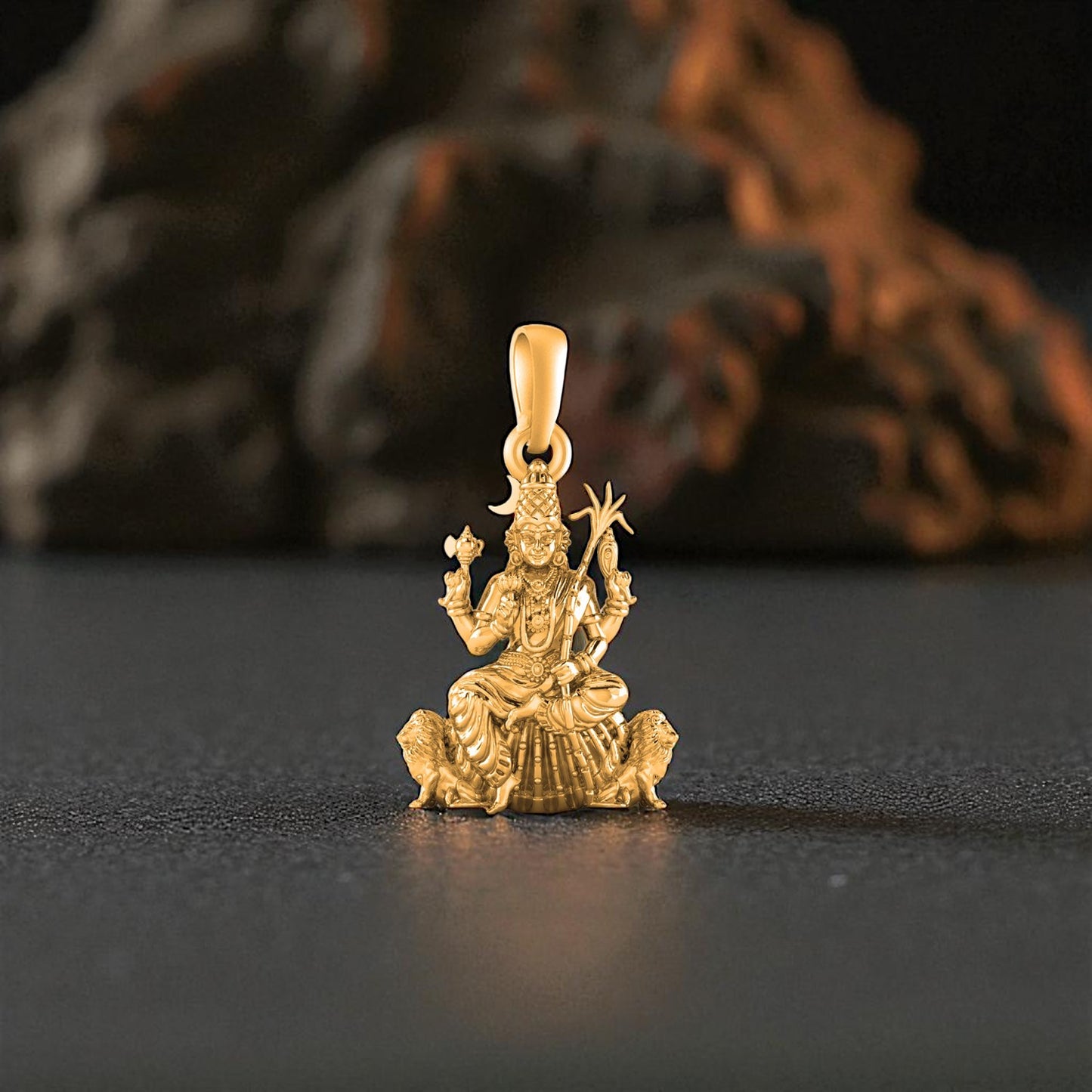 22 CT Gold Plated Silver (92.5% purity) Goddess Kamakshi Devi Pendant for Men and Women