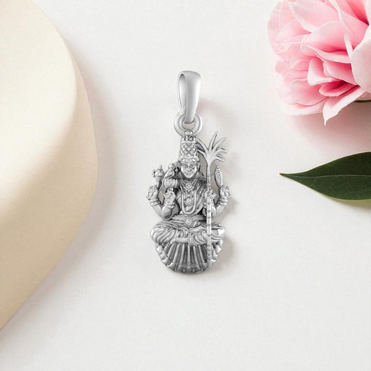 Akshat Sapphire Sterling Silver (92.5% purity) Goddess Maa Lalitha Parameswari Pendant for Men & Women Pure Silver Lord  Ma Lalita Sahasranamam Tripura Sundari Locket for Good Health & Wealth