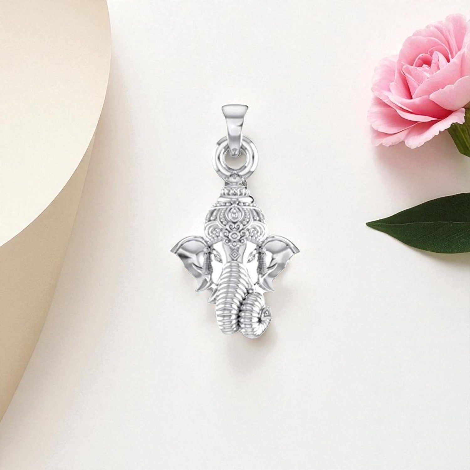 Akshat Sapphire Sterling Silver (92.5% purity) God Ganesh Pendant for Men & Women Pure Silver Lord Ganapathy Locket for Good Health & Wealth