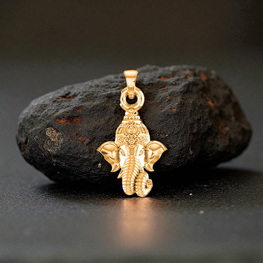 22 CT Gold Plated Silver (92.5% purity)God Ganesh Pendant for Men, Boys Girls and Women