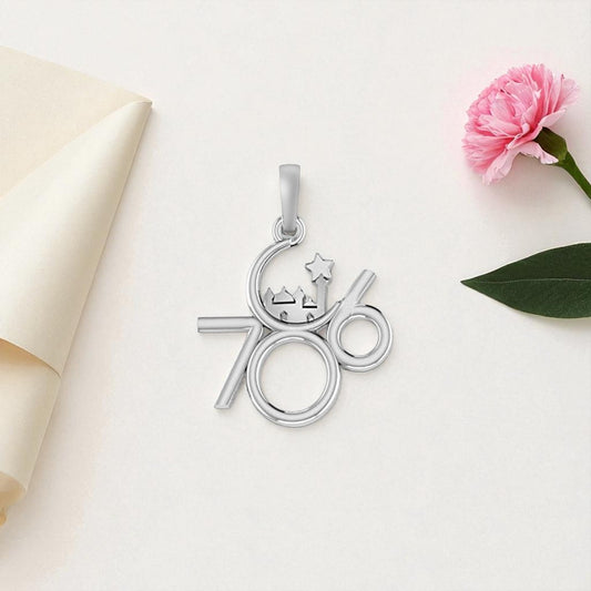 Akshat Sapphire Sterling Silver (92.5% purity) religious and lucky 786 Pendant for Men and women Pure Silver Muslim spiritual 786 Locket for Good Luck, Health & Wealth