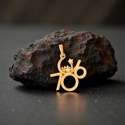 22 CT Gold Plated Silver (92.5% purity)  religious and lucky 786 Pendant for Men and Women