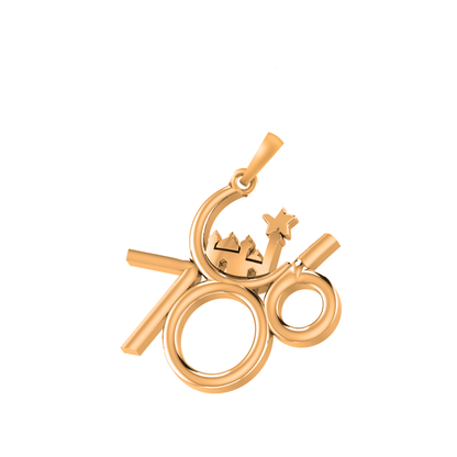 22 CT Gold Plated Silver (92.5% purity)  religious and lucky 786 Pendant for Men and Women
