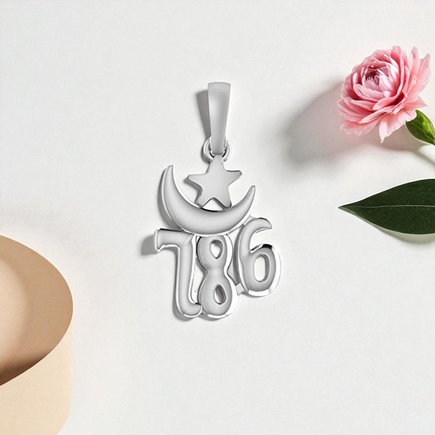 Akshat Sapphire Sterling Silver (92.5% purity) religious and lucky 786 Pendant for Men and women Pure Silver Muslim spiritual 786 Locket for Good Luck, Health & Wealth