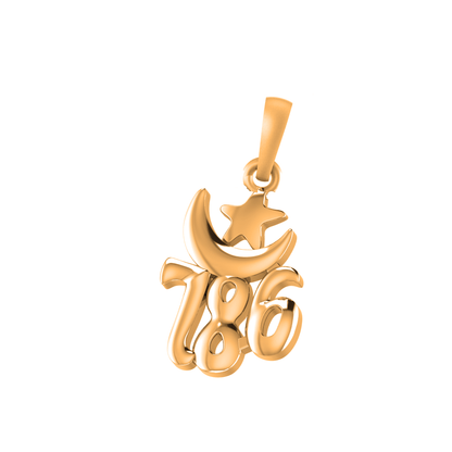 22 CT Gold Plated Silver (92.5% purity)  religious and lucky 786 Pendant for Men and Women