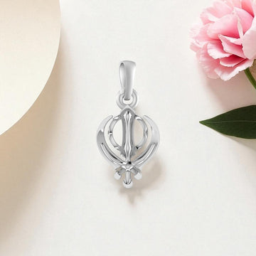 Akshat Sapphire 92.5% Pure Sterling Silver religious Sikh Khanda symbol Pendant (Big Size) for Men and women