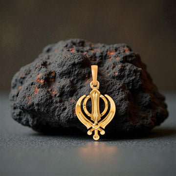 22 CT Gold Plated Silver (92.5% purity)  religious Sikh Khanda symbol Pendant (Big Size)  for Men and Women