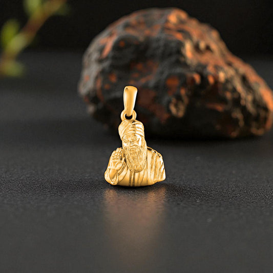 22 CT Gold Plated Silver (92.5% purity) God Guru Nanak Pendant for Men and Women