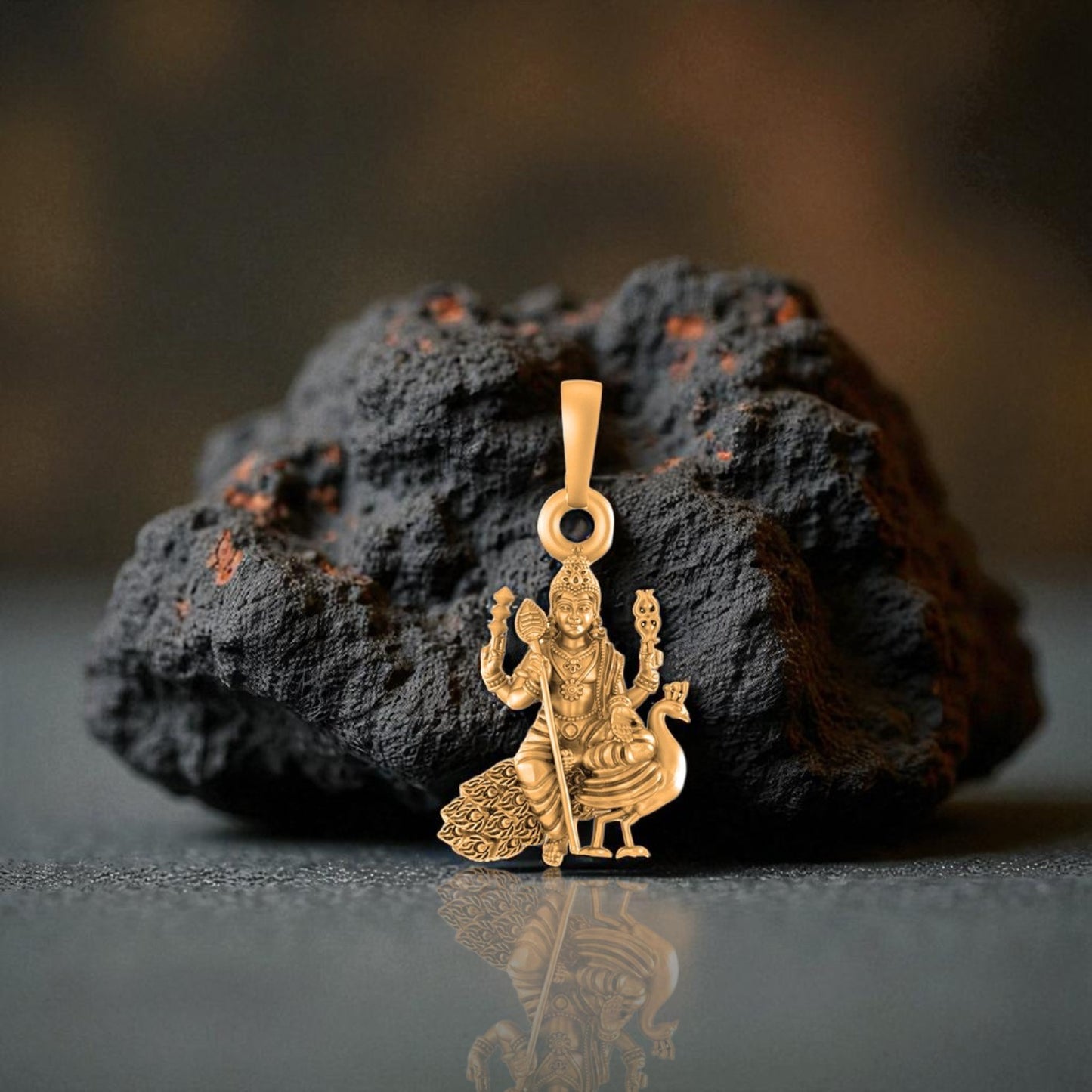 22 CT Gold Plated Silver (92.5% purity) God Kartikeya Pendant (Big Size) for Men and Women