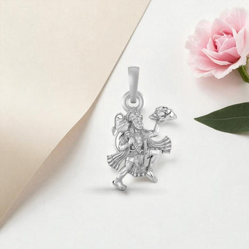 Akshat Sapphire Sterling Silver (92.5% purity) God Hanuman Pendant for Men & Women Pure Silver Lord Bajrang Bali Locket for Good Health & Wealth